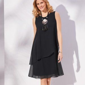 Soft Surroundings Black Sleeveless Chiffon Dress